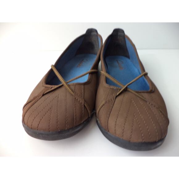 CLARKS CHOCOLATE BROWN FINE SUEDE LEATHER BALLET FLATS SHOE SZ 7M - Picture 3 of 7
